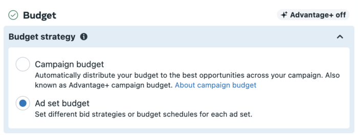 Advertising set budget